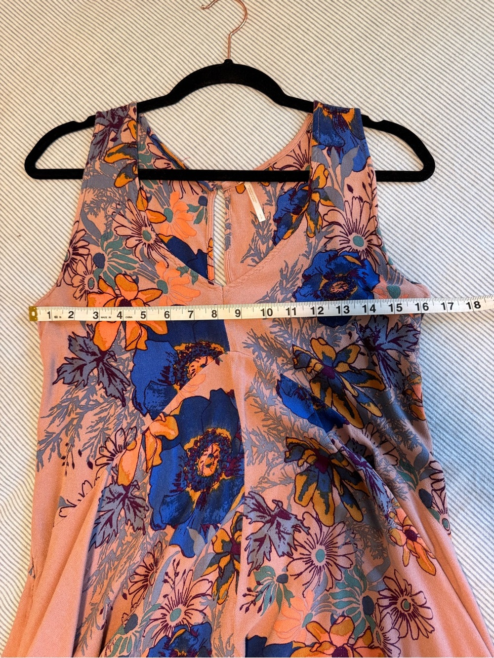 Free People Mauve Pink Tunic with Blue & Orange Floral Print - Picture 7 of 8
